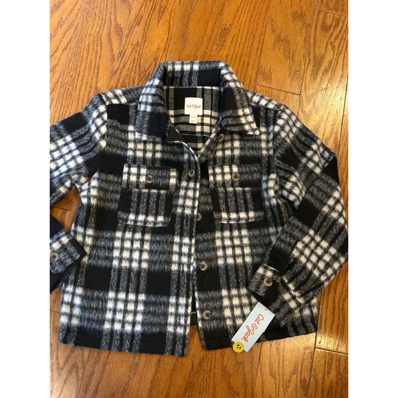 Cat & Jack Other - Cat & Jack Kids Black Plaid Button Front Shacket Shirt Jacket XL 14 NWT